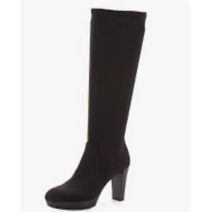 Nearly New! Donald J. Pilner Black Stretch-Crepe Tall Boots Size 7.5